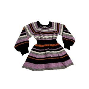 Habitual Kids Multi Stripe Fit & Flare Sweater Dress in Purple